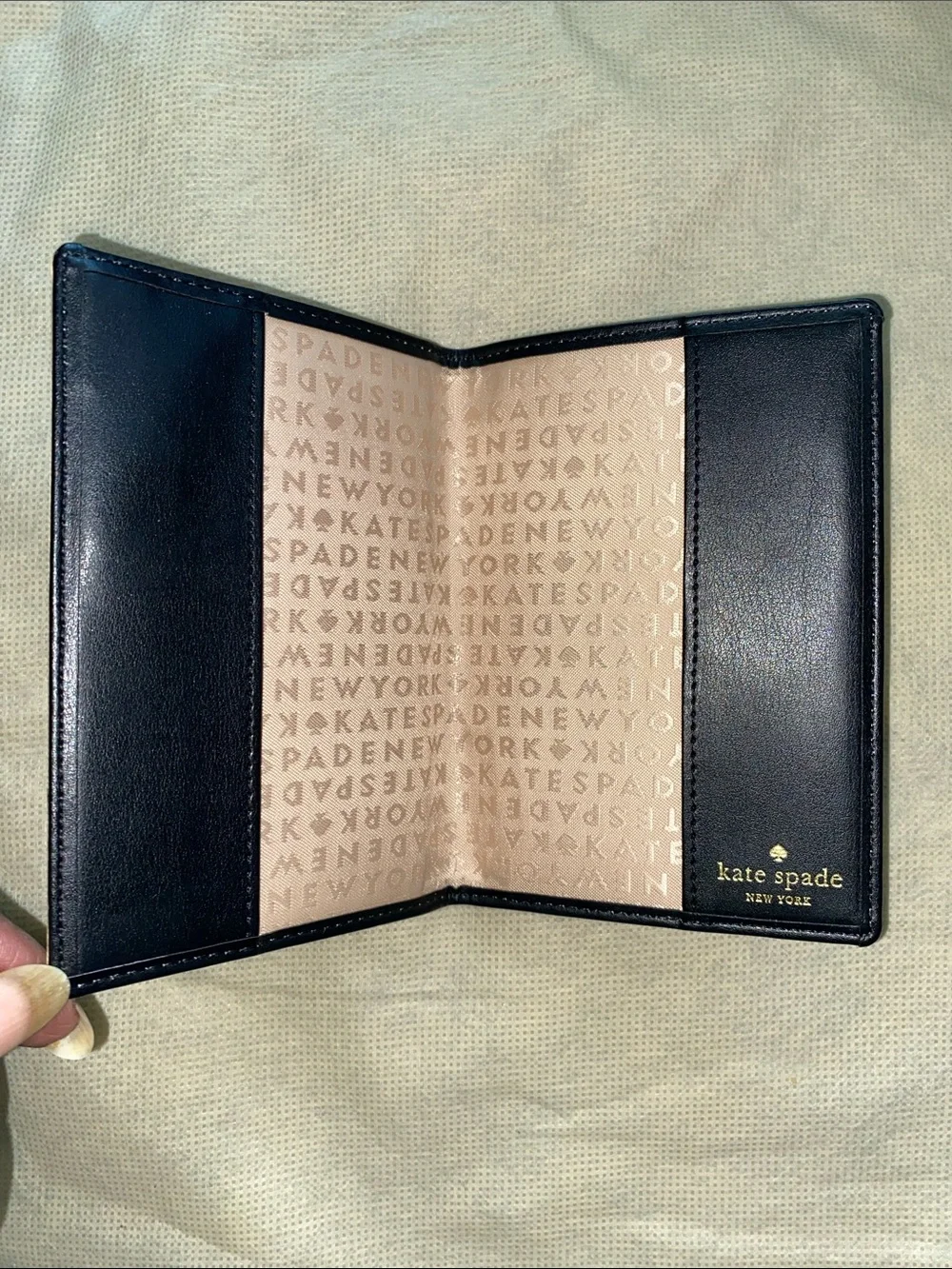 kate spade Kids Cream and Black Polka Dot Passport Cover